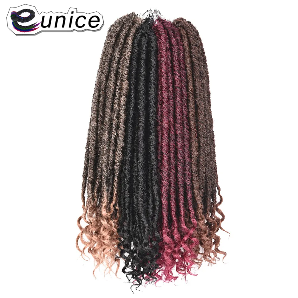 

Eunice 18 Inch Soft Natural Black Synthetic Soul Goddess Locs Extensions with Curly End Braiding Hair For Women