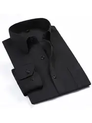 Для мужчин рубашка модные тонкие Новый длинным рукавом Для мужчин рубашка одноцветное Цвет Премиум Однобортный Бизнес официальный