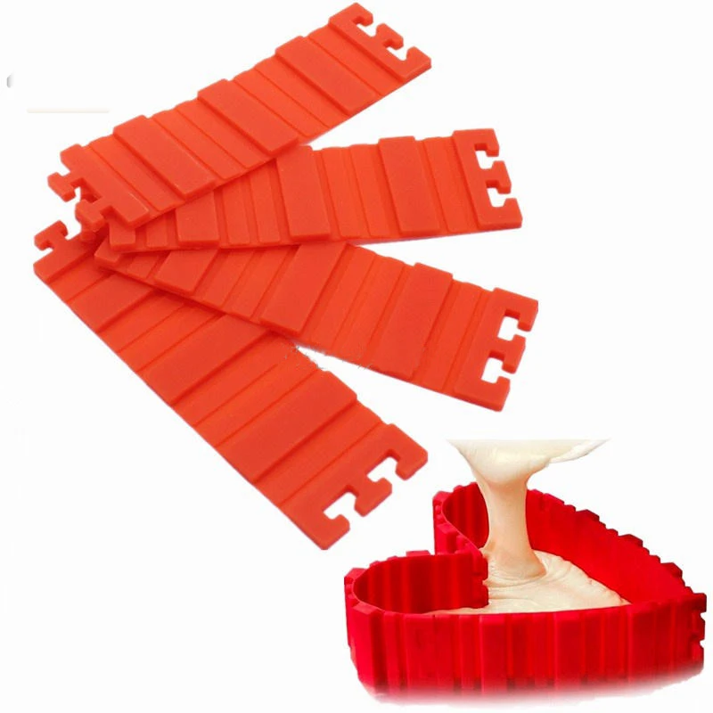 

4 pcs/set Red Magic Cake Mold Snake Bread Pan Square Rectangular Silicone Bakeware DIY Heart Round Cooking Tools Accessories