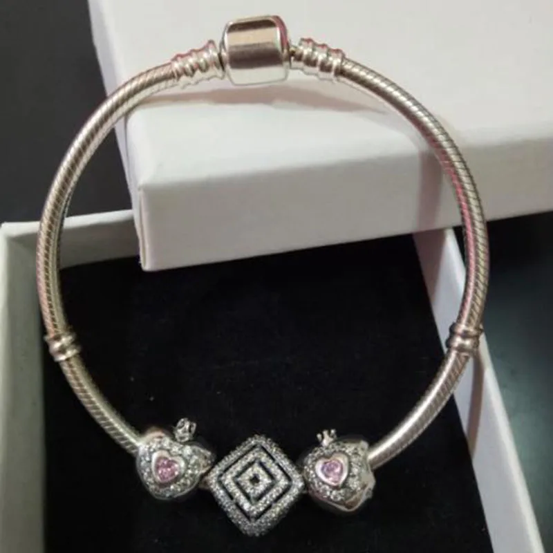 

New 100% 925 Sterling Silver Bracelets European Original Snake Chain Bracelet for Beads Charms Diy Classic Chain Bangle