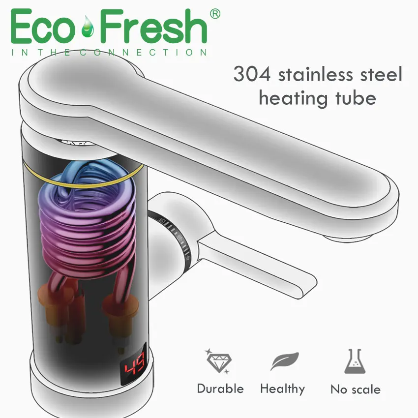 Ecofresh новейший водонагреватель из нержавеющей стали 220 в 3000 Вт, кран для кухни, электрический водонагреватель, кран, мгновенный горячий кран, нагреватели