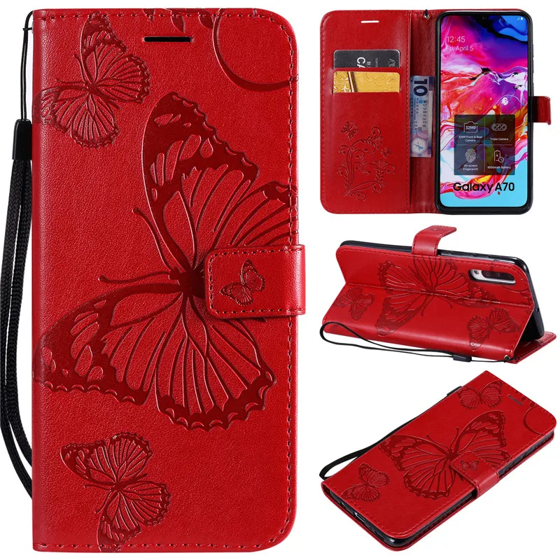 flip wallet phone case for Samsung Galaxy A70 SM-A705F A705FN A705GM A705MN A7050 Cases Luxury casing lanyard 6.7" Covers