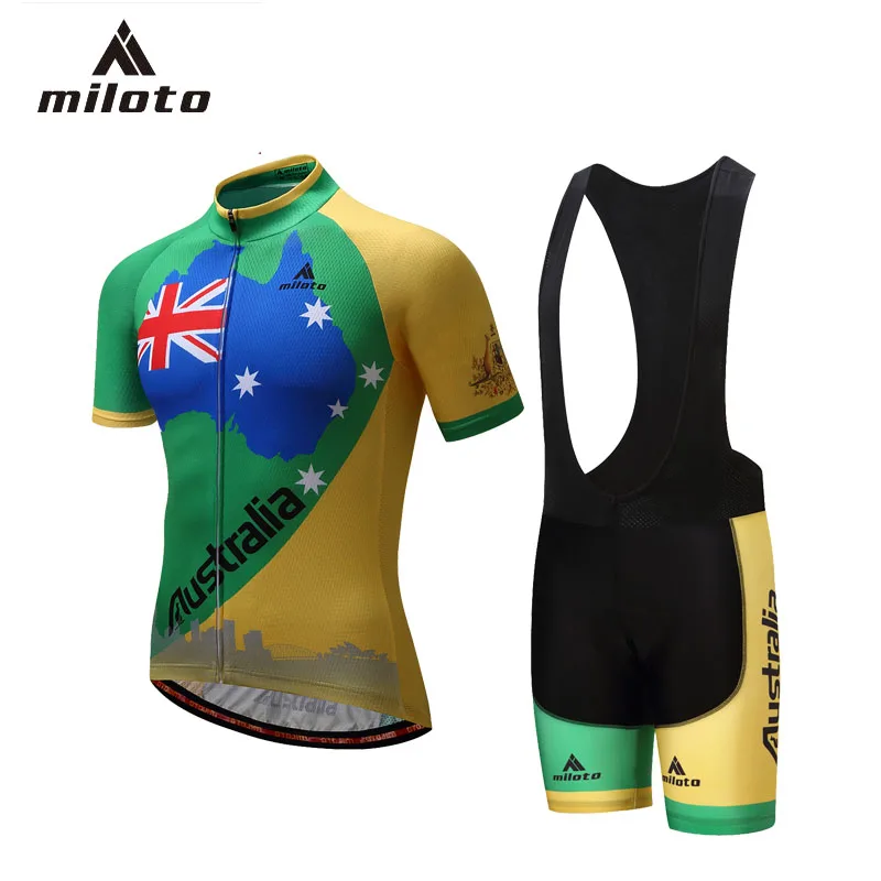

Miloto 2018 Men's Color Cycling Jersey Set Summer Short Sleeve Shorts Sportswear Cycling Breathable Quick-drying Riding Equipmen