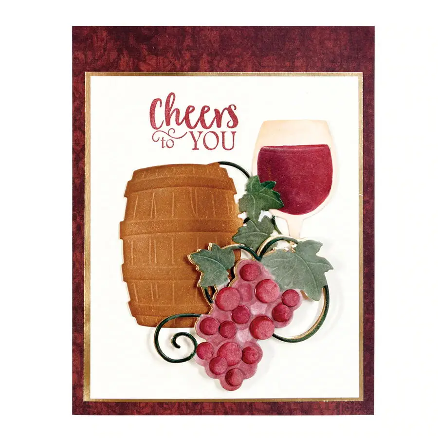 

Goblet grape Wine barrel Dies Scrapbooking metal cutting Dies cuts for Card making paper crafting Embossing paper art Stencil
