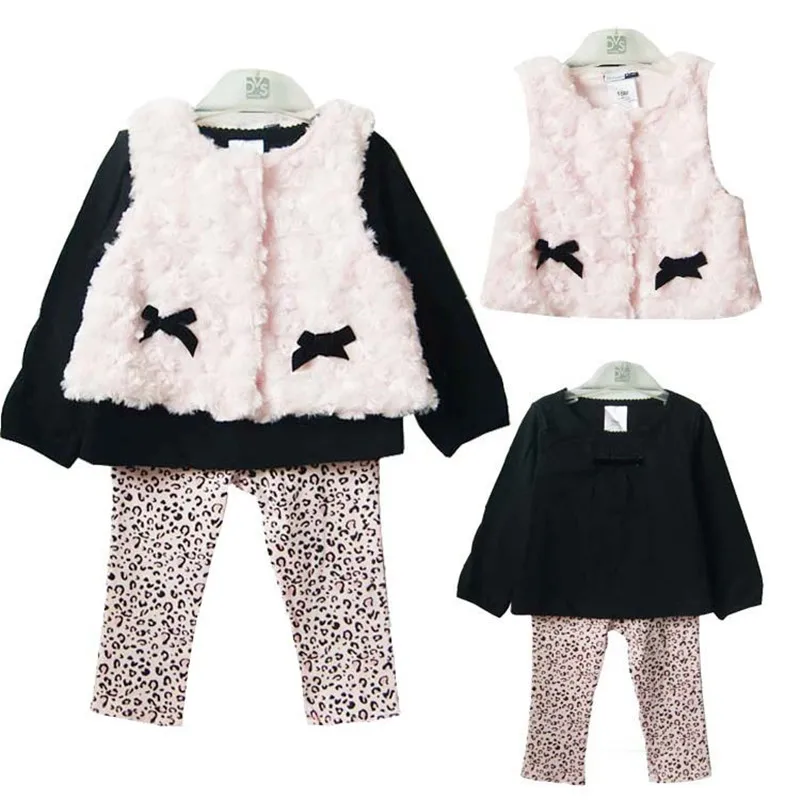 3 шт. детский хлопковый комплект из жилета футболки и леггинсов|infant clothes|baby girl clothing