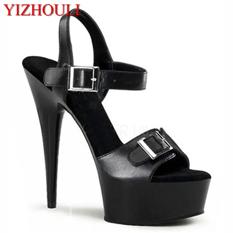 

Buckle decoration platform sandals temptation sexy 15cm high-heeled shoes Hand Made High Heel Shoes 6 inch Dance shoes