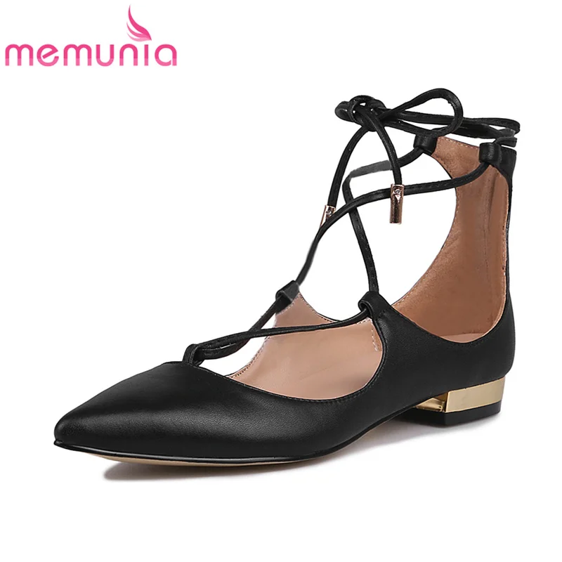 

MEMUNIA new arrive women pumps Pointed toe sexy summer high heels shoes fashion Genuine leather cross-tied elegant single shoes