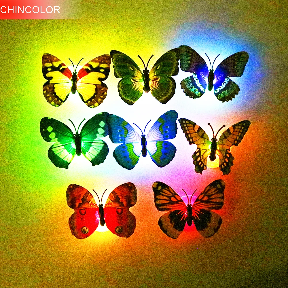 2PCS/lot Butterfly night light Wall Stickers can glow Random color with retail box for home decoration living room CF | Лампы и