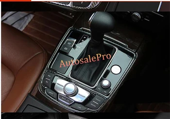 

2pcs Carbon Fiber Console Centre Shift Box Gear Box + Water Cup Holder Cover Trim for Audi A6 C7 2012 2013 2014 2015
