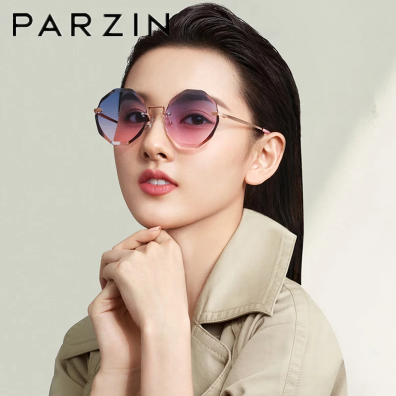PARZIN, солнцезащитные очки для женщин, Роскошные, без оправы, нейлоновые линзы, женские солнцезащитные очки для вождения, УФ 400, новые, для девушек, очки, 8227