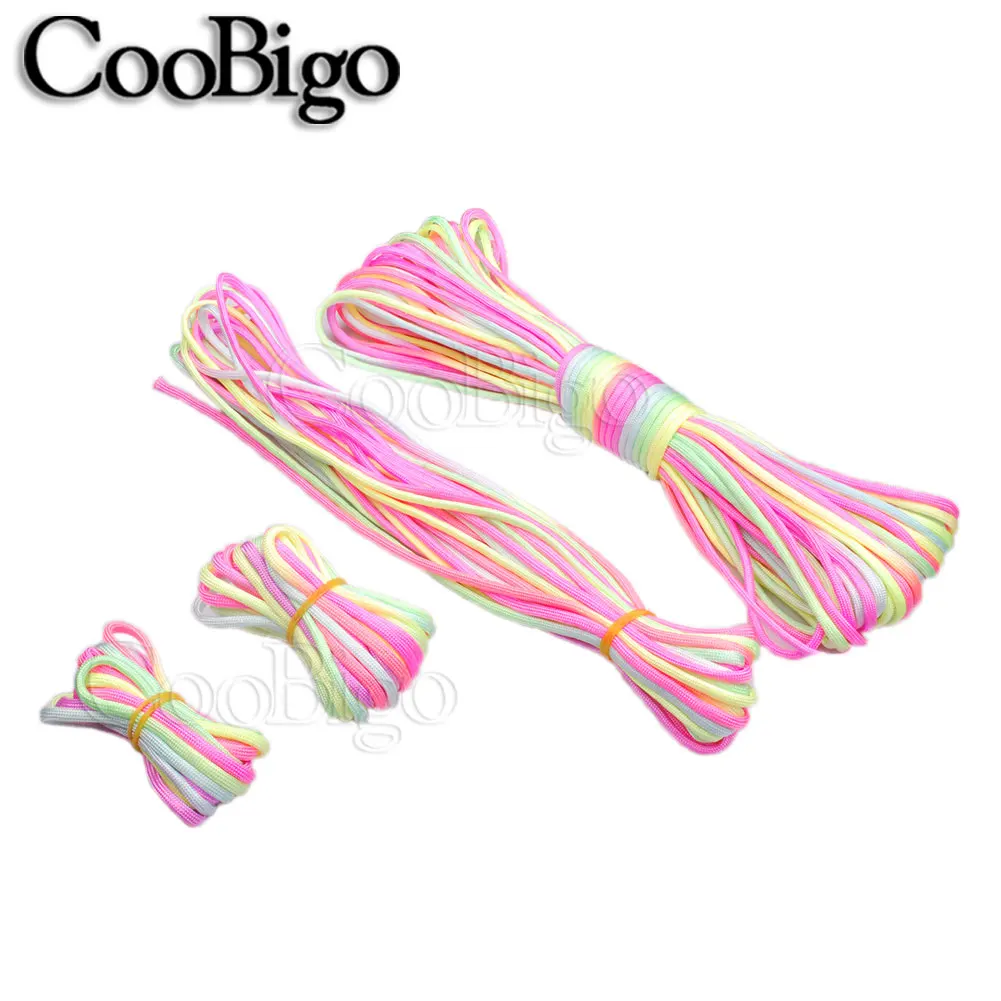 Muit Size Rainbow Paracord Dia.4mm Rope 7 Strand Mil Spec Type III Parachute 550 Cord Lanyard Outdoor Camping Survival Kit