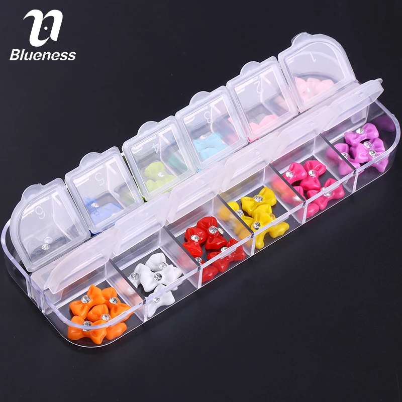 

Blueness 1Box Colorful 3D Bow-knot Design Nails Art Decorations Plastic Manicure DIY UV Gel Stickers Accessories Studs DIY ZP063