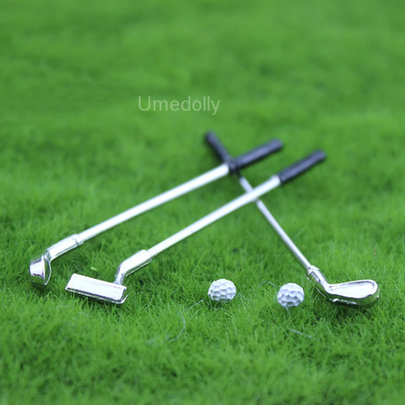 1 Set 112 Dollhouse Miniature Mini Golf Club + Golfball for 1/12 OB11
