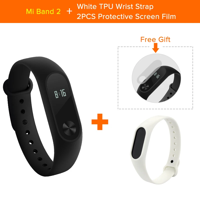 Xiaomi mi Band 2 умный Браслет фитнес-браслет Xio mi band 2 монитор сердечного ритма Xao mi трекер активности Xaio mi Smart Band 2 - Цвет: Add White Strap