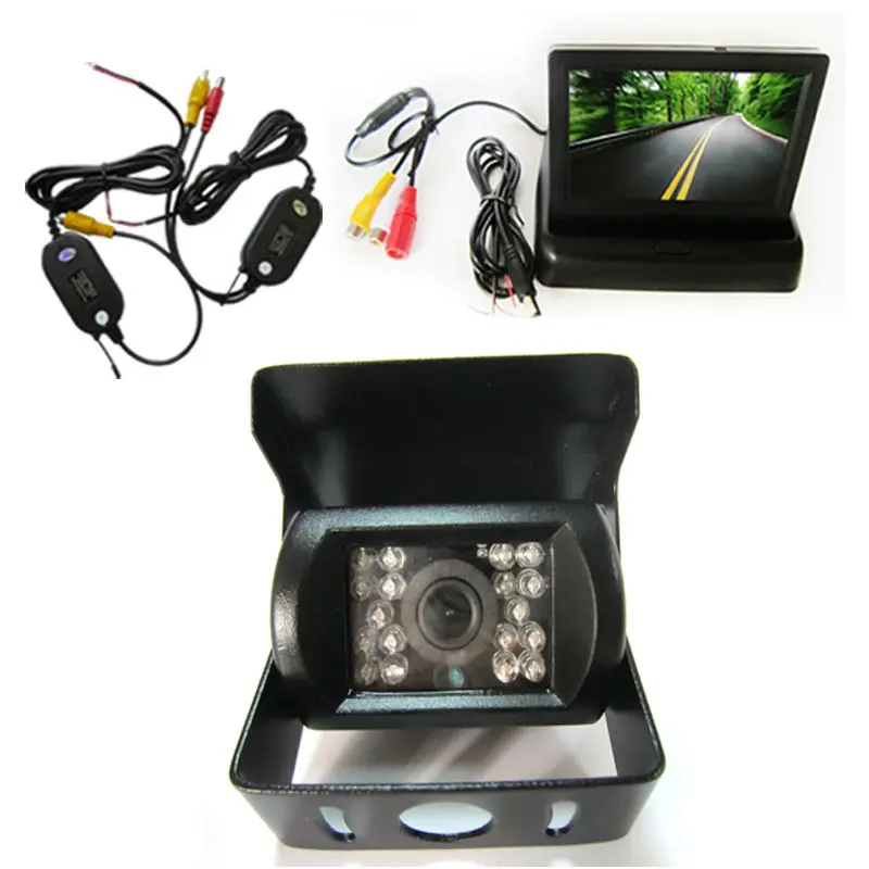 wireless Car Rear View Reverse Back up Camera + 4.3 Inch LCD foldable Monitor Car Rear View Reversing Kit for Bus Truck