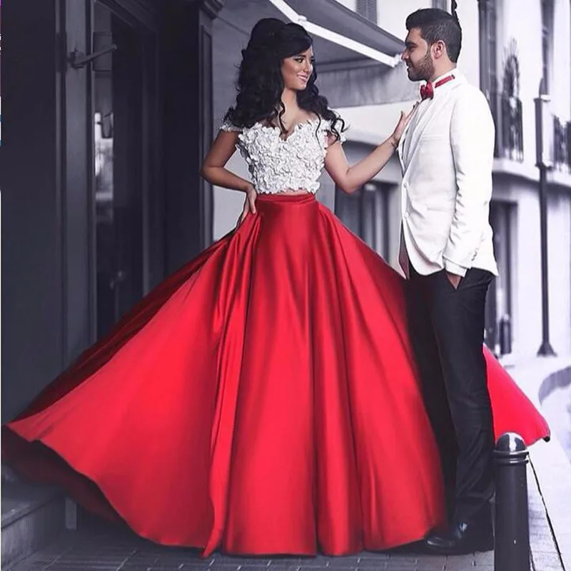 red evening skirt