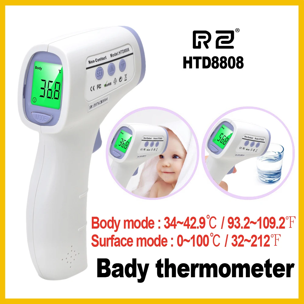 

RZ IR infrared body thermometer digital non-contact electronic temperature instruments meter termometro forhead original HTD8808