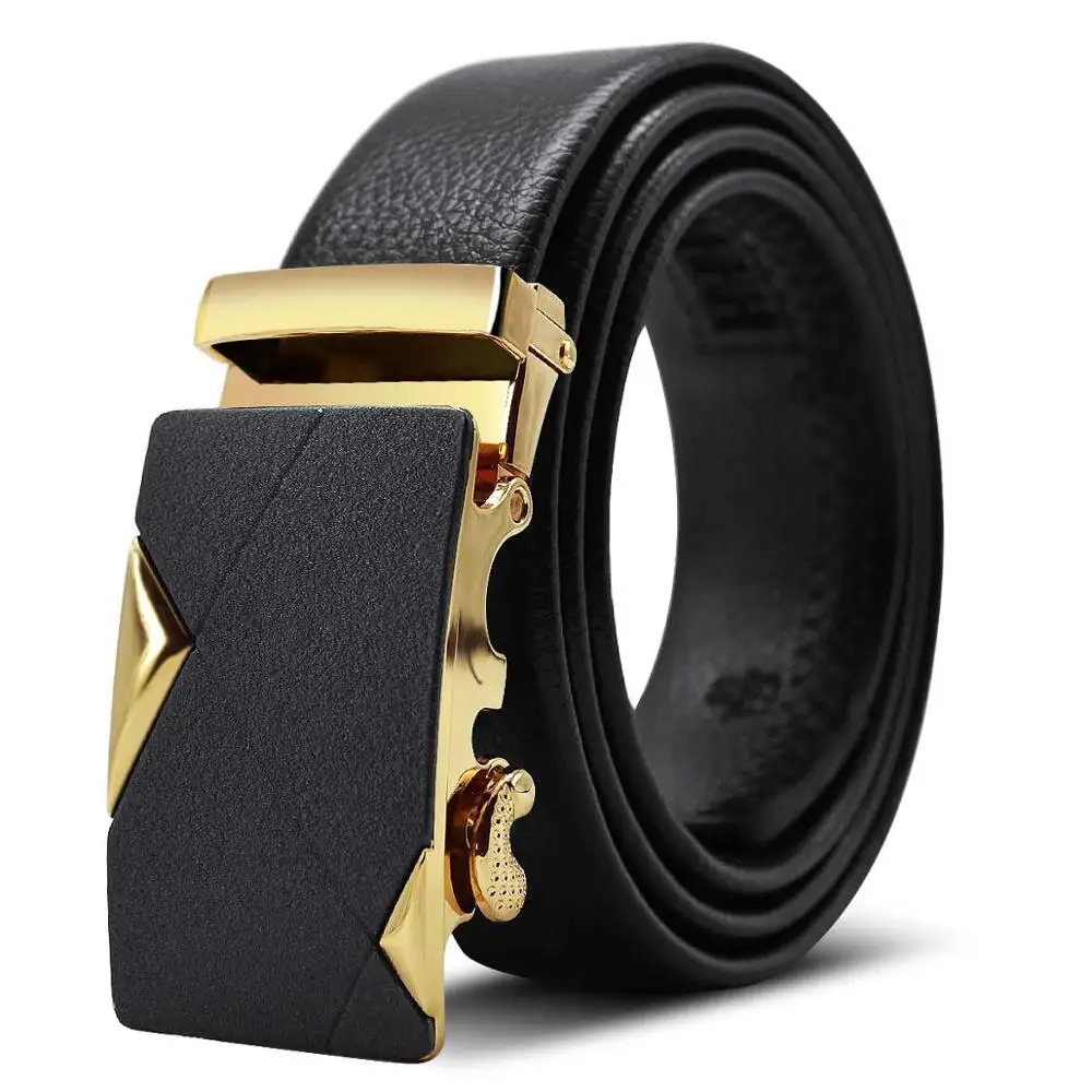 Известный бренд, черный мужской ремень, высокое качество, настоящие роскошные кожаные ремни для мужчин, мужской ремень с металлической автоматической пряжкой - Цвет: AC040A0138