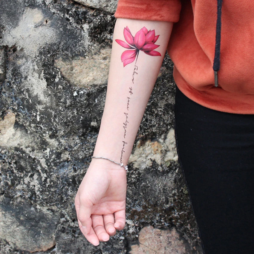 

Temporary Tattoo Sticker 1Pcs Body Art Full Arm Flower Swan Sticker Waterproof Water Transfer Printing DIY Fake Tattoo Paper