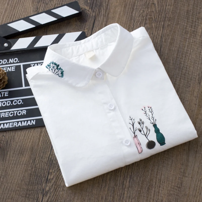 2019 أنيقة بلوزة مطبوعة الأبيض قميص المرأة السيدات مكتب قمصان رسمية وعادية بلوزة قطن بلوزة عصرية