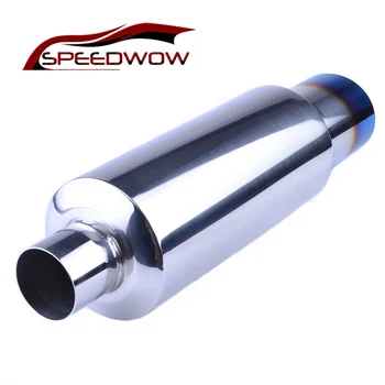 

Universal Muffler Exhaust Pipe Polished Stainless Steel Blue End/Burnt Tip Silencer 2.0 "inlet to 3"outlet Exhaust tip Muffler