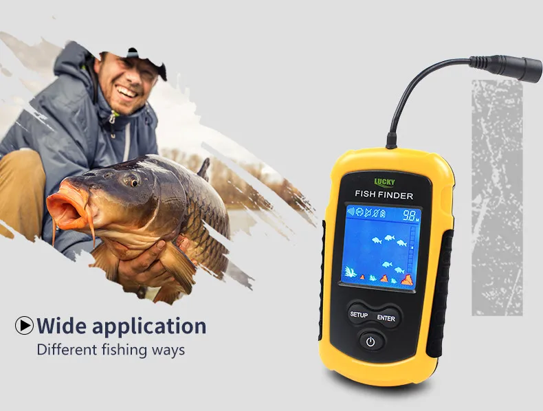 Lucky Fish Finders FFC1108-1 сигнализации м 100 М Портативный Sonar ЖК дисплей Рыбалка приманки эхолот Карп Finder