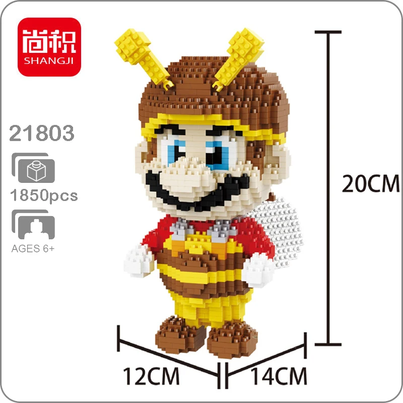 

Shangji 21803 Video Game Super Mario Bee Mario Brown 3D Model DIY Diamond Mini Building Small Blocks Bricks Assembly Toy no Box