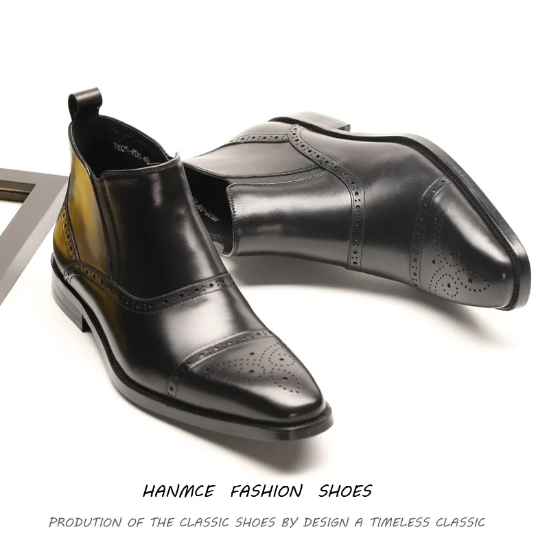 NPEZKGC/Мужские ботинки в британском ретро-стиле; Мужские ботинки в байкерском стиле из натуральной кожи; повседневная обувь; модные мужские ботинки высокого качества с пряжкой