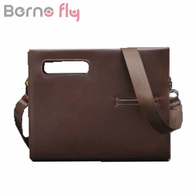BERNO Fly 2019 Винтаж Для мужчин Сумки из натуральной кожи однотонные Hasp сумки на плечо