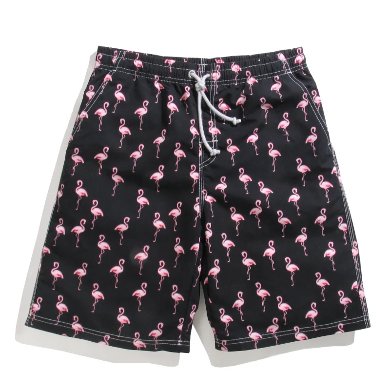 2015 Men's Flamingo Print Beach Shorts Quick Dry Swim Trunks Men