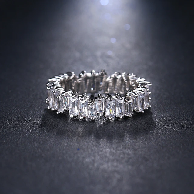 ZHURONG Fashion AAA cubic zirconia rectangle Baguette ring