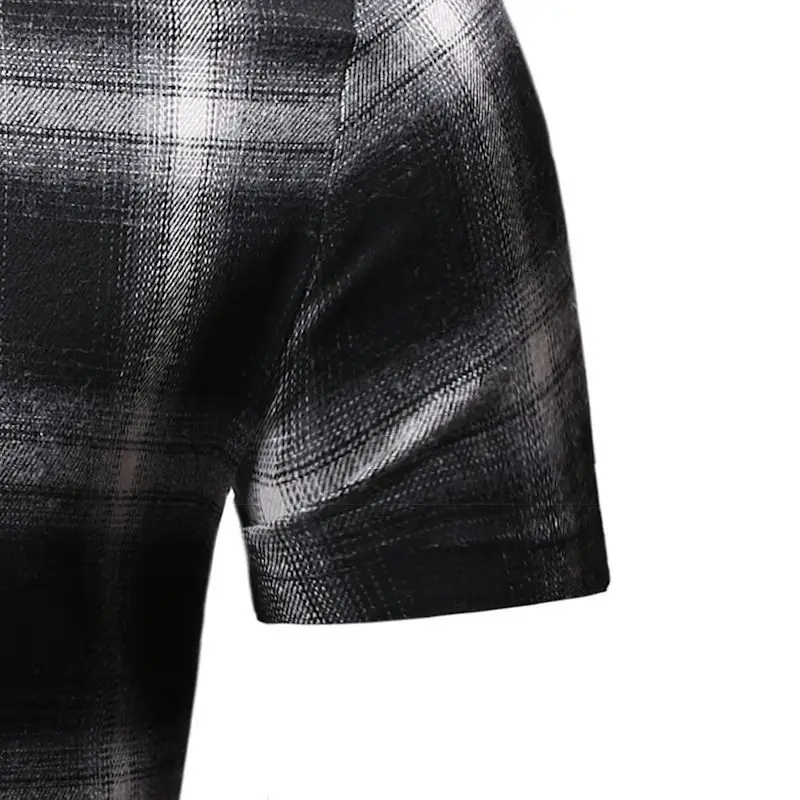 Black Plaid Red Checkered Shirt Mens Fashions Chemise Homme Dress Shirts Mens Short Sleeve Button-Down Blouse Men Clothes YS54 (9)