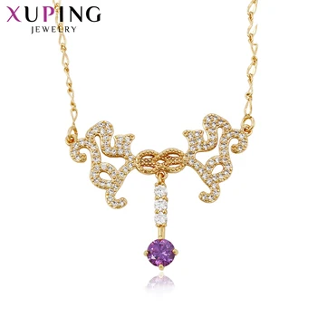 

Xuping New Arrival Beauty Synthetic Cubic Zirconia Gold Color Plated Necklace Fashion Jewelry for Girls Gift 43082