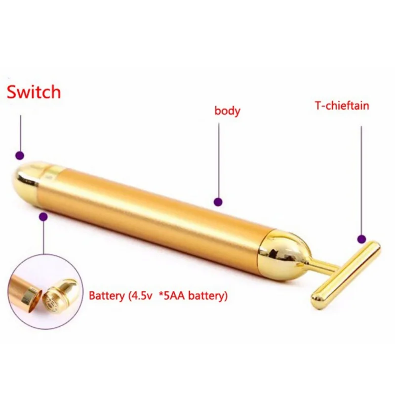 OEM для похудения лица золотой Вибрационный лицевой валик для красоты массажер палочка подтяжка кожи палочка, разглаживающая морщины бар уход за кожей лица инструмент