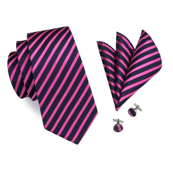 SN-1403 полосатые галстуки для Для мужчин костюмы розовый синий шелковые галстуки платок запонки Осенняя новинка г.; Дизайн Corbatas