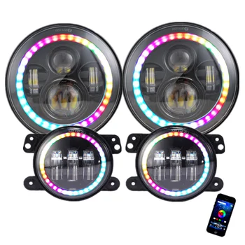 

Marloo 7" LED RGB Halo Headlights + 4" Chasing RGB LED Fog Light Combo Kit For Jeep Wrangler JK 2007-2018