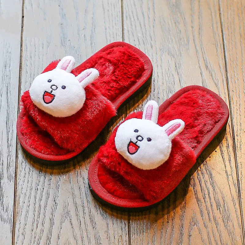 Children's Home Slippers Cartoon Fluffy Slippers for Boys and Girls