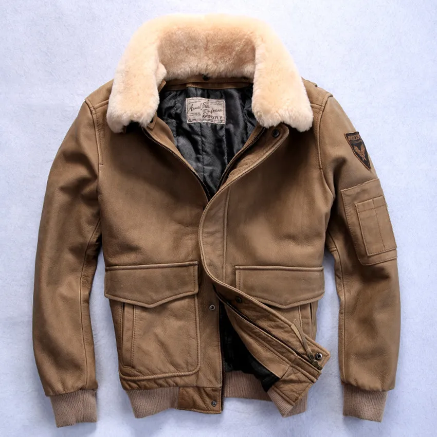 Compare Prices On Mens Leather Bomber Jacket Fur Collar- Online Avirex fly jacket men's genuine leather jacket with fur collar real cowskin leather bomber jacket men - Compare Prices On Mens Leather Bomber Jacket Fur Collar- Online