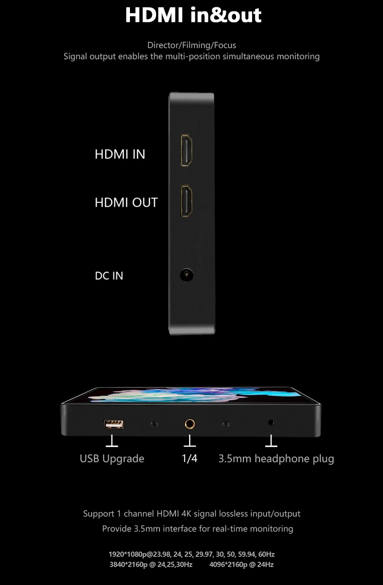 Bestview R7 7 tommer 1920x1200 videokamera DSLR-skærm til Canon Nikon Sony Panasonic 4K HDMI-skærm LCD Fuld berøringsskærm