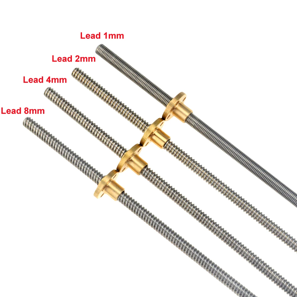 Size : 600mm CUA T8 Lead Screw CNC Part OD 8mm Pitch 2mm Lead 8mm Length 100mm 600mm With Brass Nut for 3D Printer Size : 600mm CUA T8 Lead Screw CNC Part OD 8mm Pitch 2mm Lead 8mm Length 100mm 600mm With Brass Nut for 3D Printer