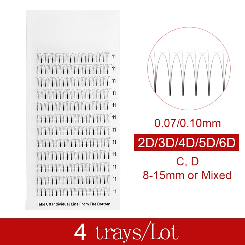 

Heat Bonded Premade fans Long Stem 2d/3d/4d/5d/6d Lashes Natural Faux Mink Individual Pre made Russian Volume Eyelash Extensions