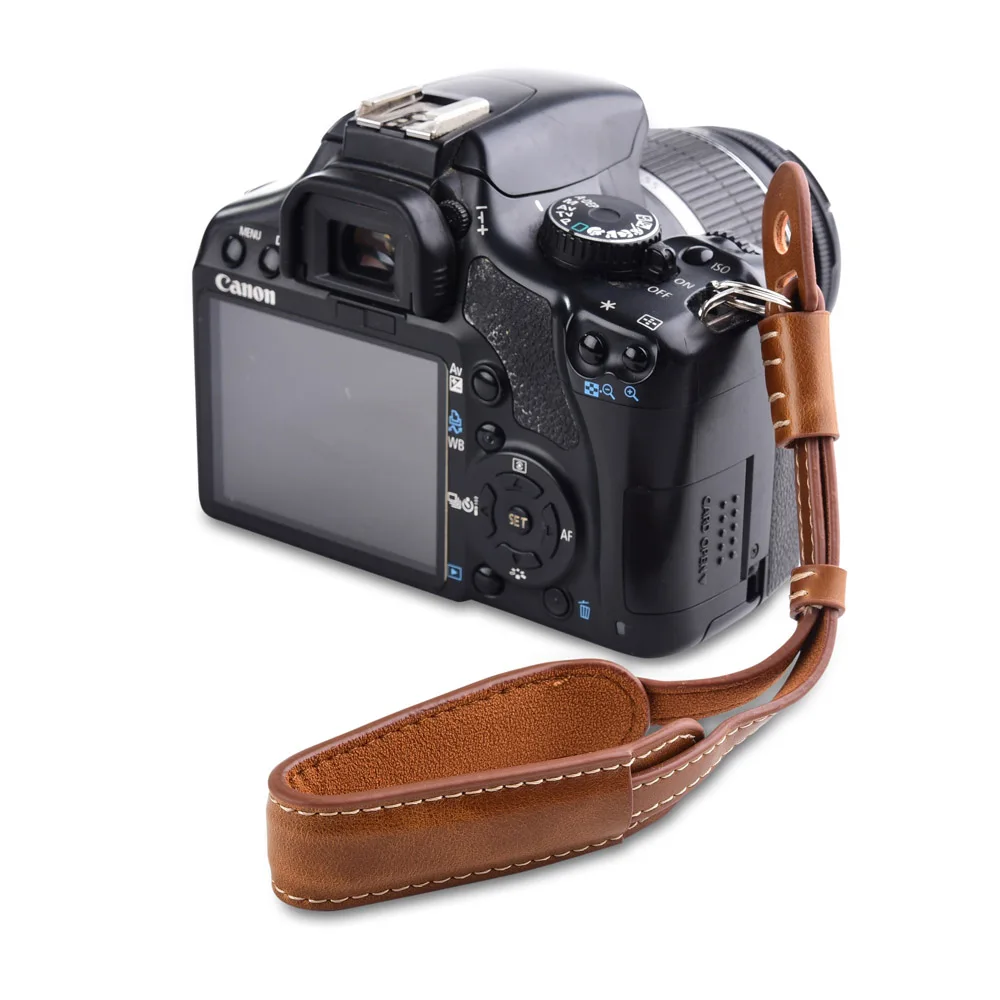Камера кожаный ремешок ручка металлическое кольцо ремешок для Canon EOS 200D 5D Mark III IV 7D 6D II 100D 80D 77D 70D M100 M50 M6 M3 - Цвет: Brown