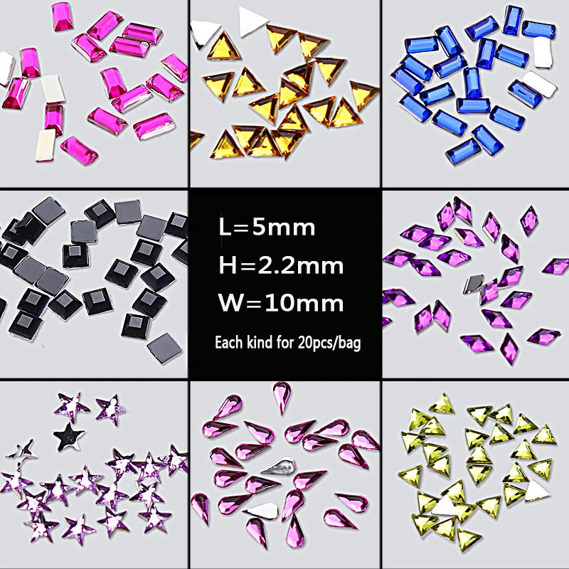 

Free Shipping Super Shiny 20 Kinds 400pcs DIY Acrylic Crystal 3D Charms Nails Art Jewelry 5mm Colorful Nail Decoration
