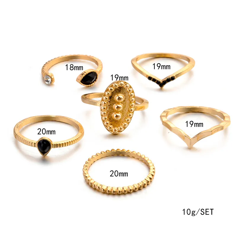 Mostyle Boho, Винтажное кольцо с черным камнем на кастет, набор для женщин, Anillos, кристалл, миди, богемная Праздничная бижутерия с кольцами, подарок