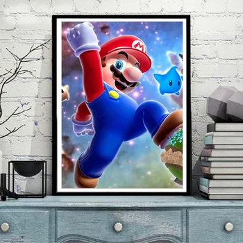 

Full Square/round 5D DIY Diamond Painting "Super Mario Game poster" Embroidery Cross Stitch Mosaic Home Decor Child Gift WG436