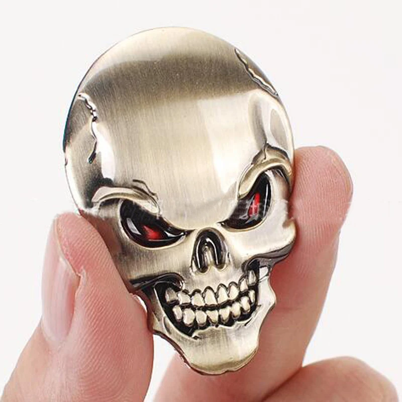 3D череп автомобильная наклейка из нержавеющей стали металлическая забавная