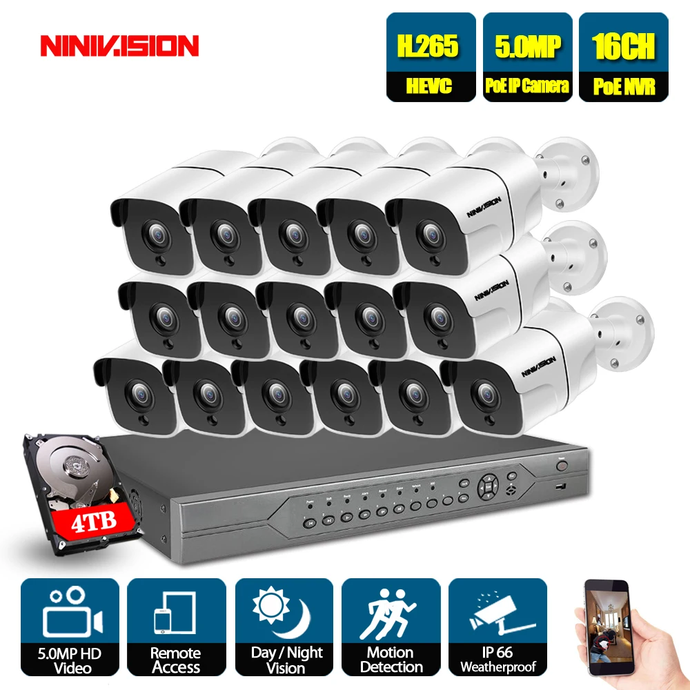 

8CH 4K 16CH Network 5MP POE NVR Kit CCTV Security System 5.0MP IP Camera Outdoor IR Night Vision Surveillance Camera System