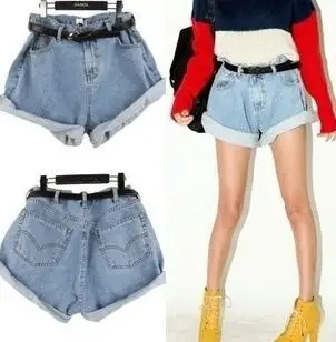 

A54 Vintage Lady Denim Shorts Fashion Women's Loose Jeans Shorts Casual Short Pants Summer High-waist Short Women