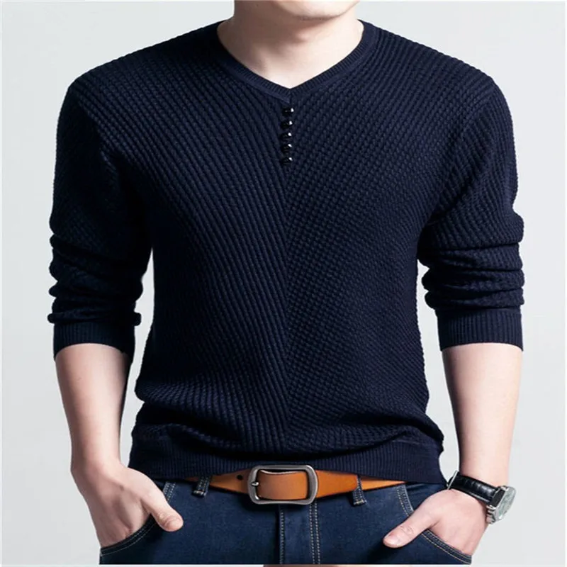 Men's Wool Casual Solid Pullover Long Sleeve Fashion V Neck Sweaters|v ...