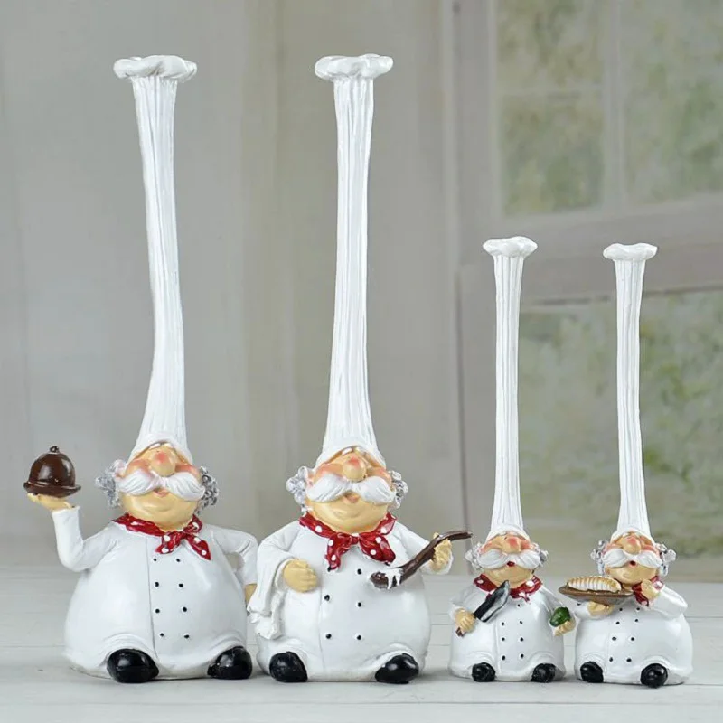 

2PCS/Set Chef Resin Crafts Home Decoration Kitchen Accessories Cake Bakery Chefs Resins Artesanato Manualidades chef accessories